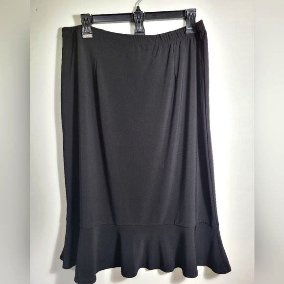 Clara S black silky midi skirt   women's XL  #2268 - Picture 1 of 4
